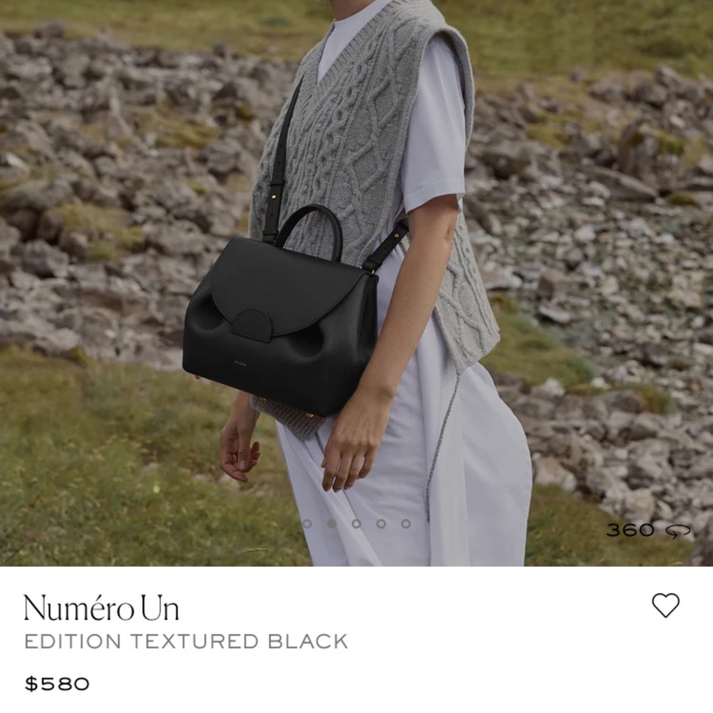 Poléne numero un bag in black textured leather